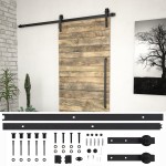 vidaXL Set feronerie pentru uși glisante SKIEN, negru, 200 cm, oțel vidaXL Set feronerie pentru uși glisante SKIEN, negru, 200 cm, oțel