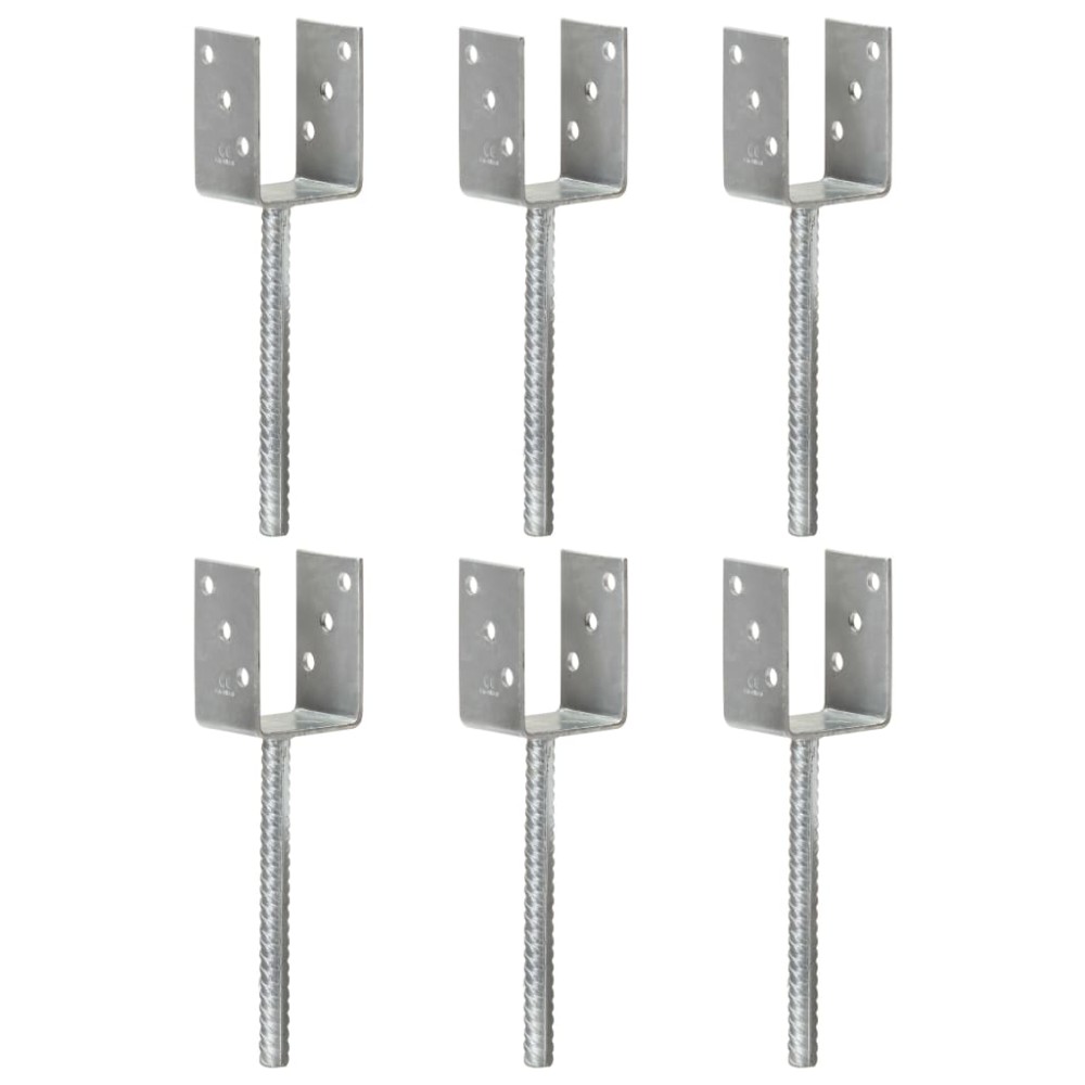 vidaXL Ancore de gard, 6 buc., argintiu, 7x6x30 cm, oțel galvanizat