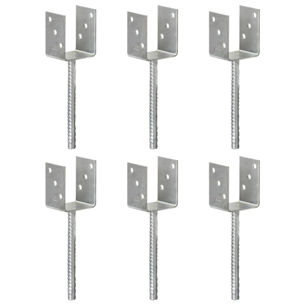 vidaXL Ancore de gard, 6 buc., argintiu, 8x6x30 cm, oțel galvanizat