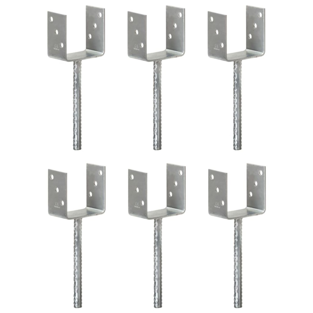 vidaXL Ancore de gard, 6 buc., argintiu, 10x6x30 cm, oțel galvanizat