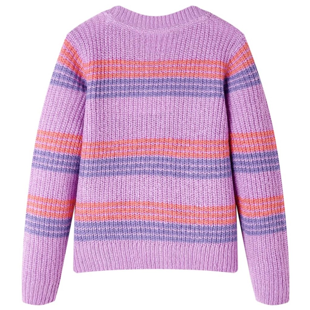 Pulover pentru copii tricotat, dungi liliac și roz, 104