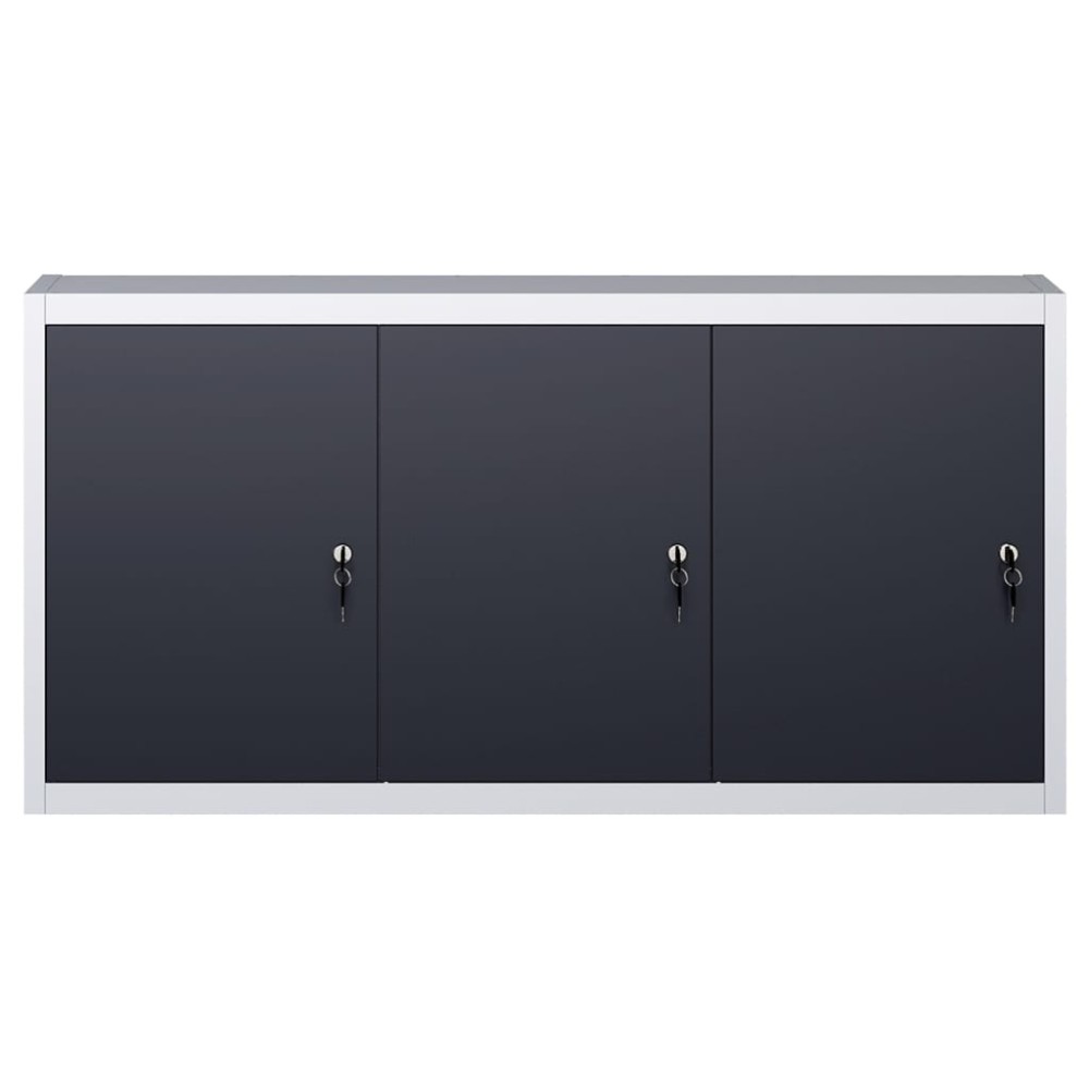 vidaXL Dulap de scule de perete, gri & negru, metal, stil industrial