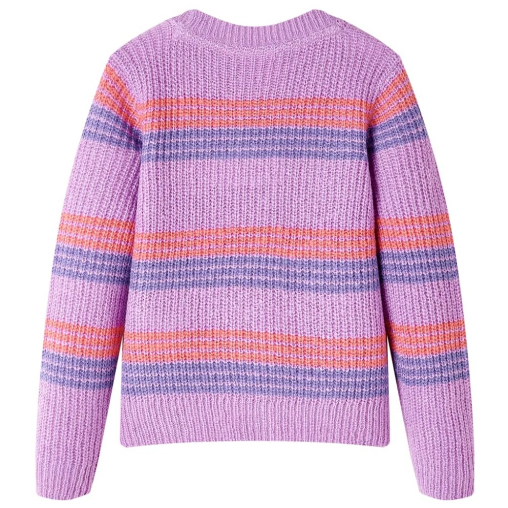 Pulover pentru copii tricotat, dungi liliac și roz, 116