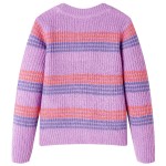 Pulover pentru copii tricotat, dungi liliac și roz, 116