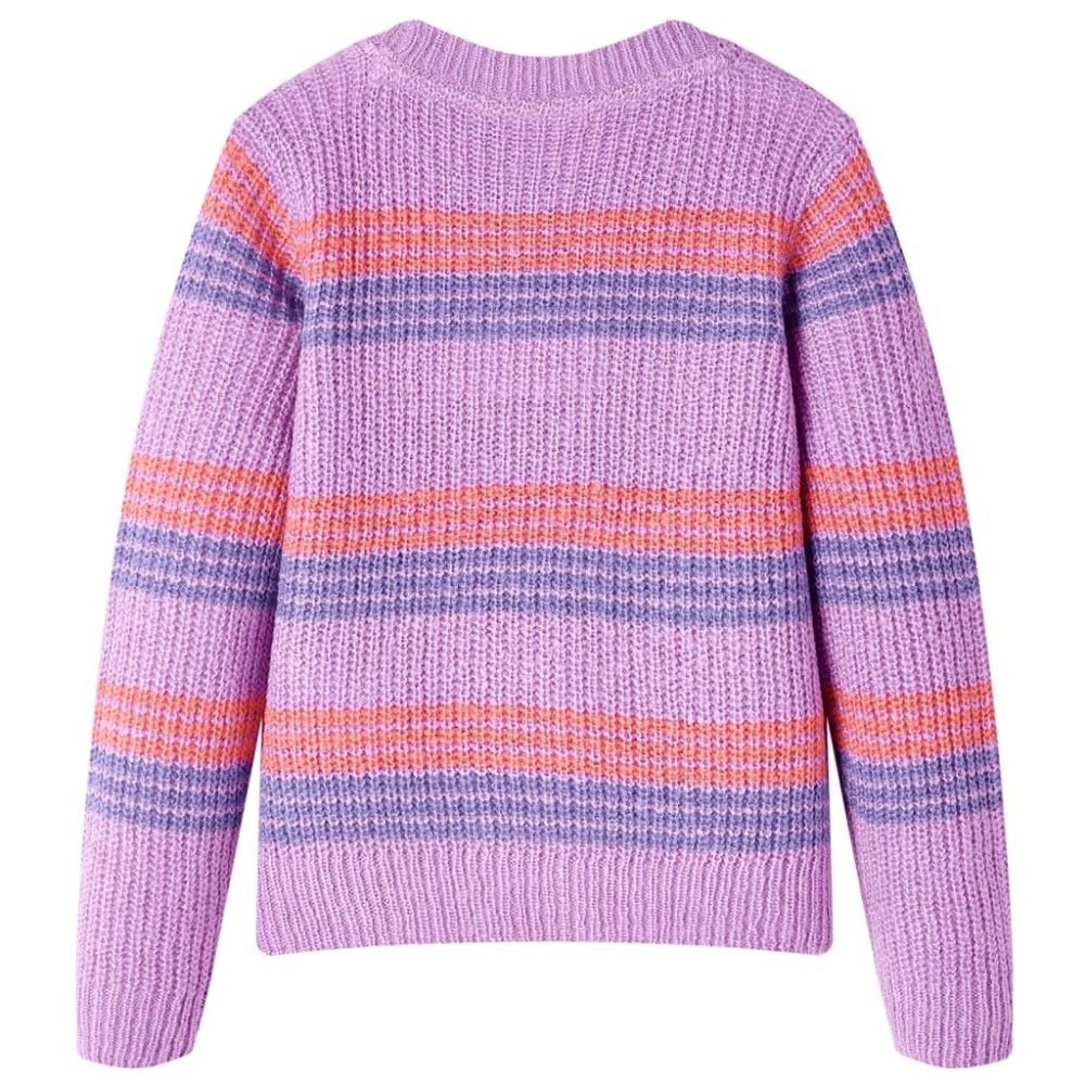 Pulover pentru copii tricotat, dungi liliac și roz, 128