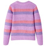 Pulover pentru copii tricotat, dungi liliac și roz, 128