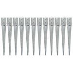 vidaXL Țăruși de sol, 12 buc., argintiu, 10x10x76 cm, oțel galvanizat