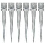 vidaXL Țăruși de sol, 6 buc., argintiu, 14x14x91 cm, oțel galvanizat