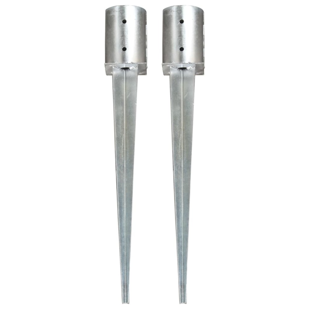 vidaXL Țăruși de sol, 2 buc., argintiu, 10 x 76 cm, oțel galvanizat