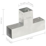 vidaXL Conector de grindă, formă T, 71 x 71 mm, metal galvanizat vidaXL Conector de grindă, formă T, 71 x 71 mm, metal galvanizat