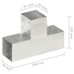 vidaXL Conector de grindă, formă T, 91 x 91 mm, metal galvanizat