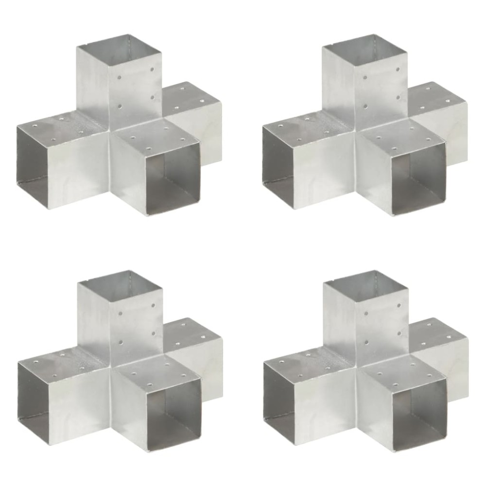 vidaXL Conectori de grindă, formă X, 4 buc, 91x91 mm, metal galvanizat
