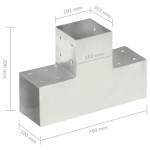 vidaXL Conector de grindă, formă T, 101 x 101 mm, metal galvanizat