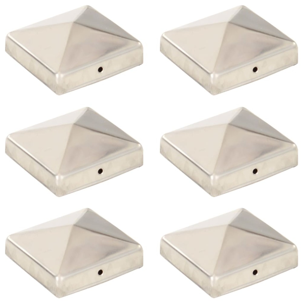 vidaXL Capace stâlpi de gard piramidă 6 buc. 81x81 mm oțel inoxidabil