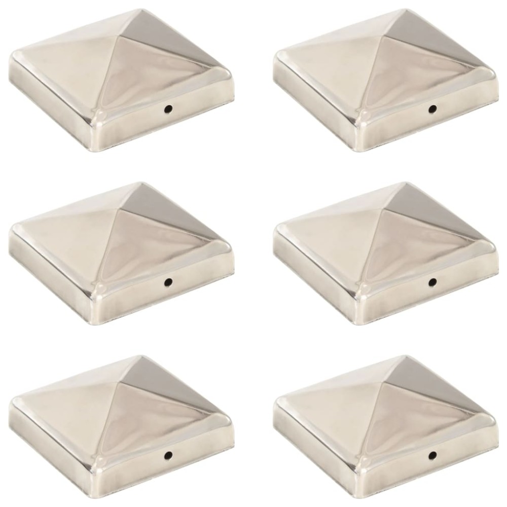 vidaXL Capace stâlpi de gard piramidă 6 buc. 91x91 mm oțel inoxidabil