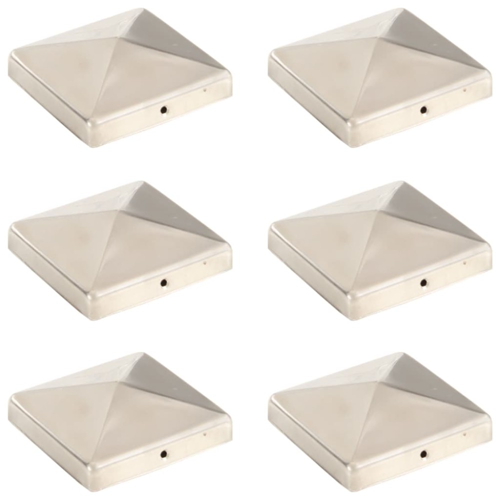 vidaXL Capace stâlpi de gard piramidă 6 buc. oțel inoxidabil 101x101mm
