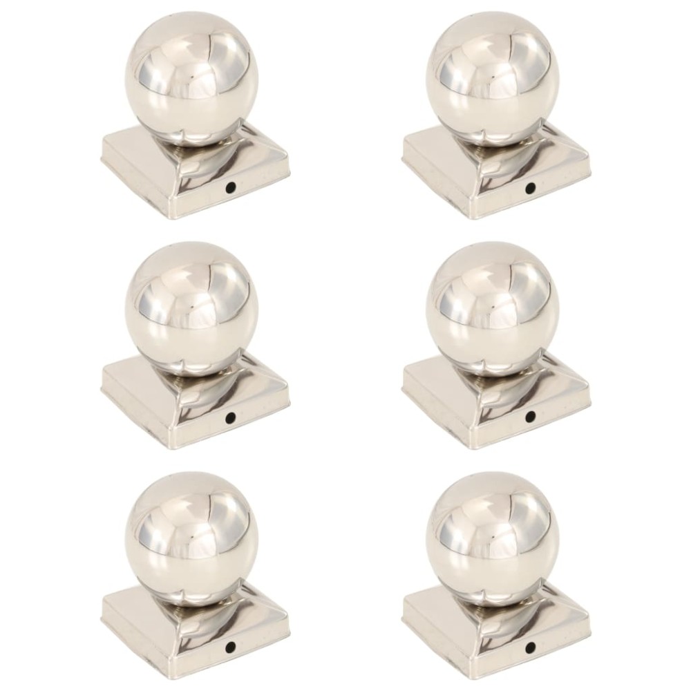 vidaXL Capace stâlpi tip glob, 6 buc., 91 x 91 mm, oțel inoxidabil