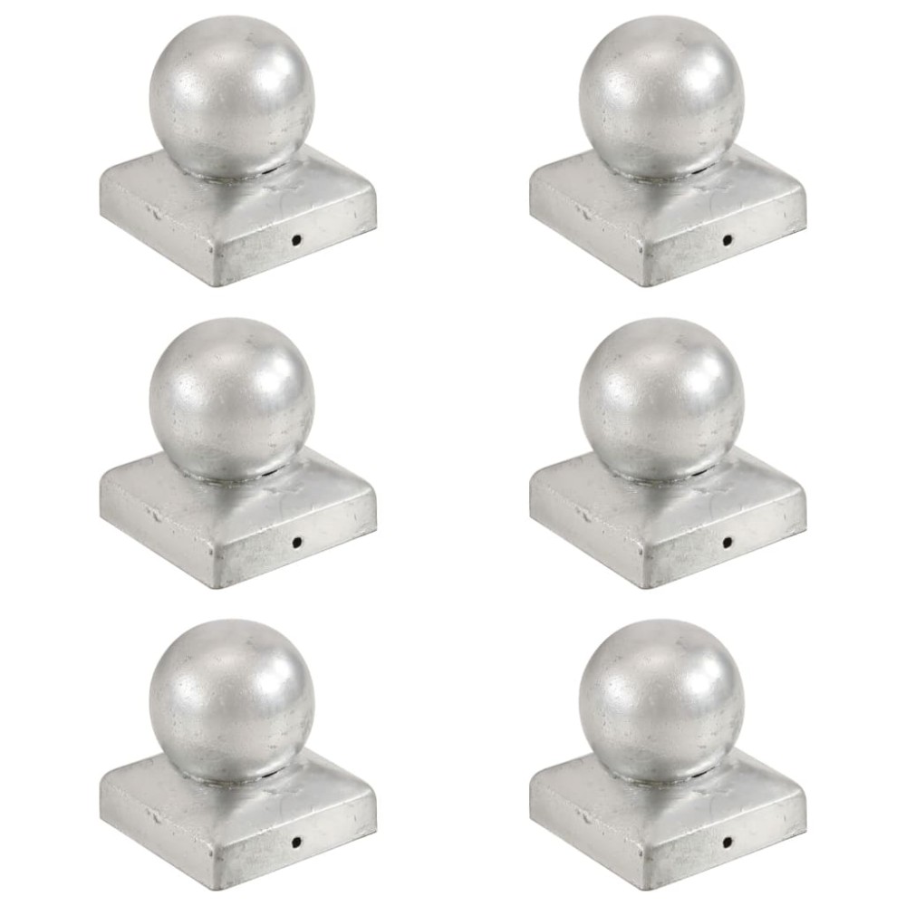 vidaXL Capace stâlpi tip glob, 6 buc., 71 x 71 mm, metal galvanizat