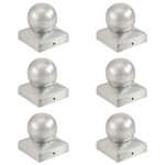 vidaXL Capace stâlpi tip glob, 6 buc., 71 x 71 mm, metal galvanizat