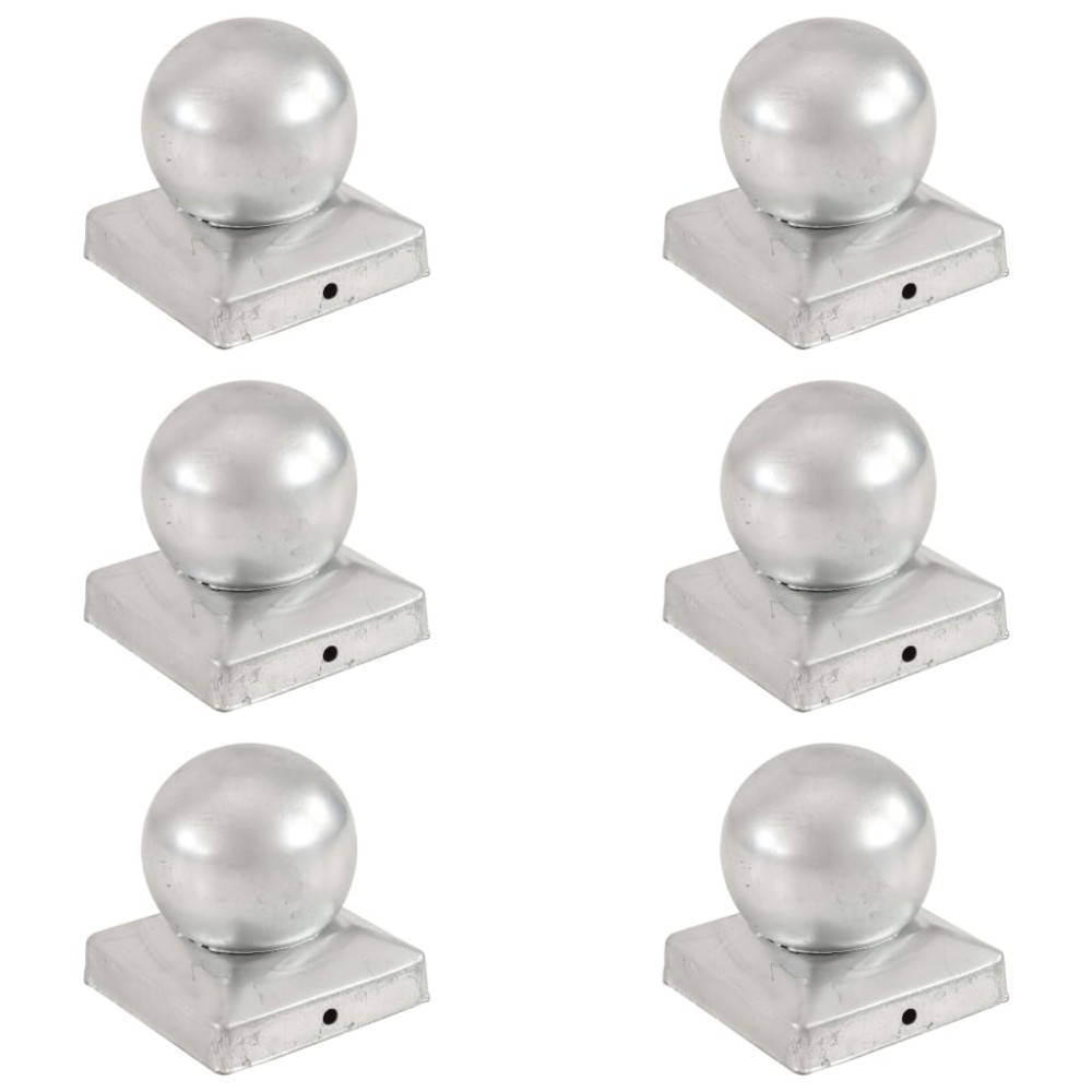 vidaXL Capace stâlpi tip glob, 6 buc., 91 x 91 mm, metal galvanizat