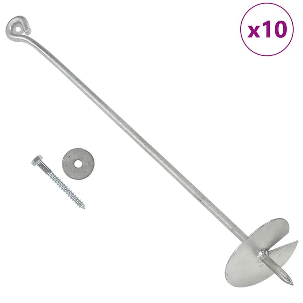 vidaXL Ancore de sol, 10 buc., 10 x 60 cm, metal galvanizat