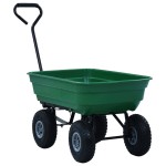vidaXL Cărucior manual de grădină basculabil, verde, 300 kg, 75 L vidaXL Cărucior manual de grădină basculabil, verde, 300 kg, 75 L