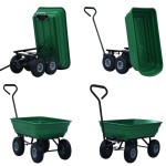 vidaXL Cărucior manual de grădină basculabil, verde, 300 kg, 75 L vidaXL Cărucior manual de grădină basculabil, verde, 300 kg, 75 L
