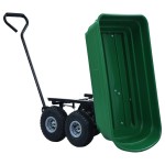 vidaXL Cărucior manual de grădină basculabil, verde, 300 kg, 75 L vidaXL Cărucior manual de grădină basculabil, verde, 300 kg, 75 L
