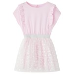 Rochie copii volane, roz deschis, 128