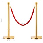 vidaXL Set VIP stil barieră, 3 piese, auriu, oțel inoxidabil vidaXL Set VIP stil barieră, 3 piese, auriu, oțel inoxidabil