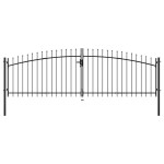 vidaXL Poartă de gard cu uși duble, cu vârfuri de suliță, 400 x 175 cm
