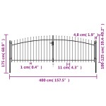 vidaXL Poartă de gard cu uși duble, cu vârfuri de suliță, 400 x 175 cm