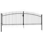vidaXL Poartă de gard cu două uși, cu vârfuri de suliță, 400 x 200 cm vidaXL Poartă de gard cu două uși, cu vârfuri de suliță, 400 x 200 cm