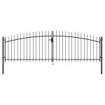 vidaXL Poartă de gard cu două uși, cu vârfuri de suliță, 400 x 200 cm vidaXL Poartă de gard cu două uși, cu vârfuri de suliță, 400 x 200 cm