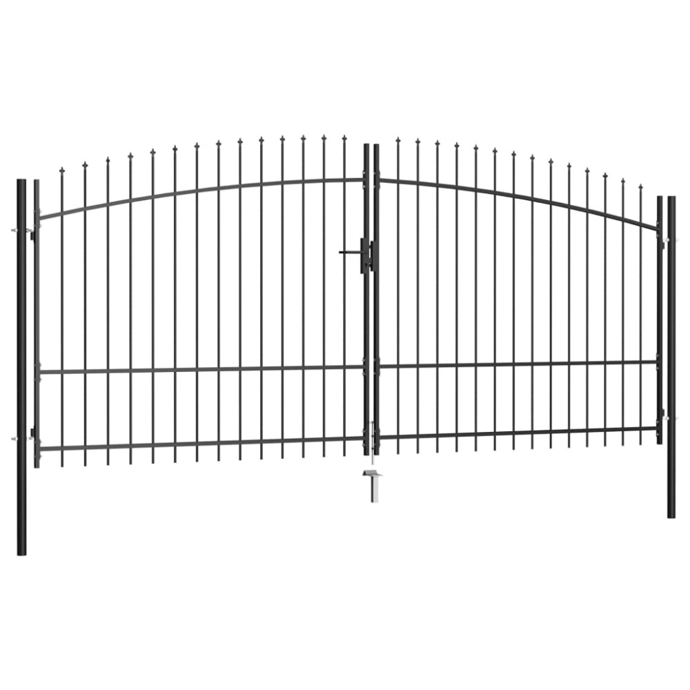 vidaXL Poartă de gard cu două uși, cu vârfuri de suliță, 400 x 225 cm