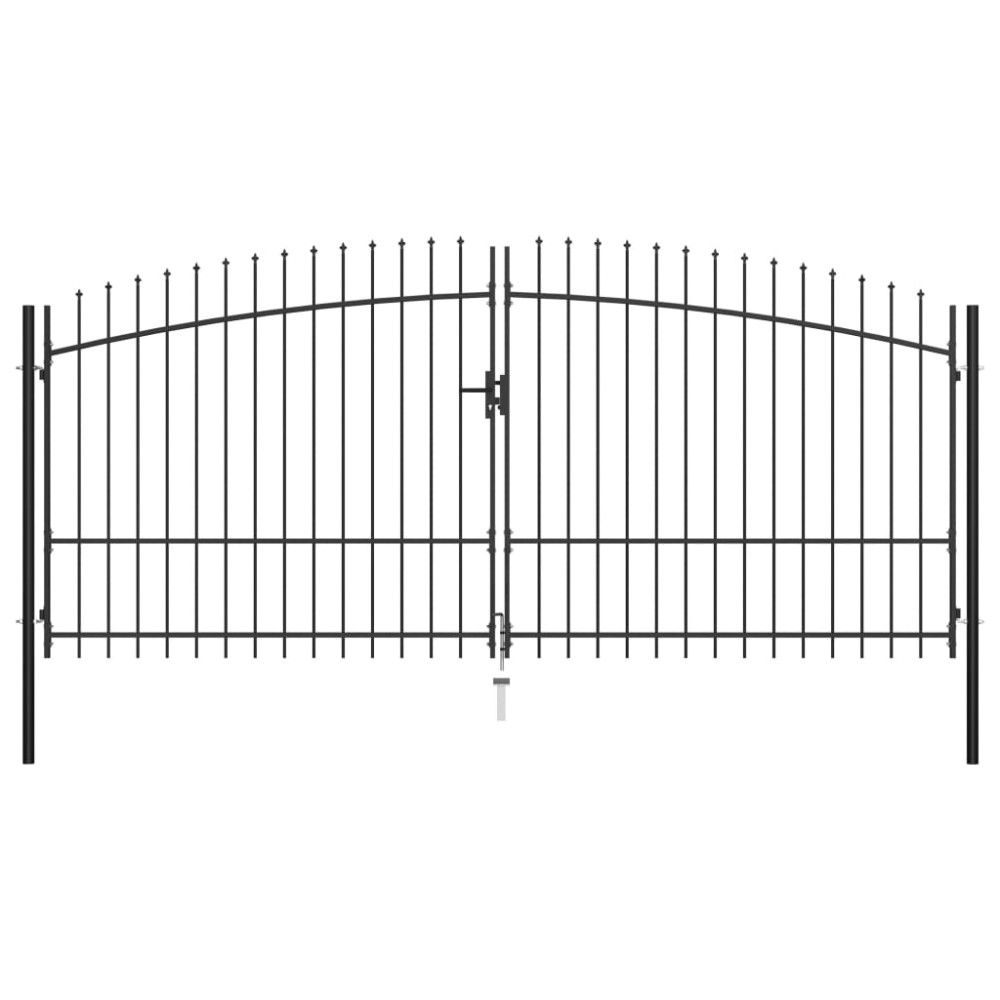 vidaXL Poartă de gard cu două uși, cu vârfuri de suliță, 400 x 225 cm