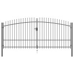 vidaXL Poartă de gard cu două uși, cu vârfuri de suliță, 400 x 225 cm vidaXL Poartă de gard cu două uși, cu vârfuri de suliță, 400 x 225 cm