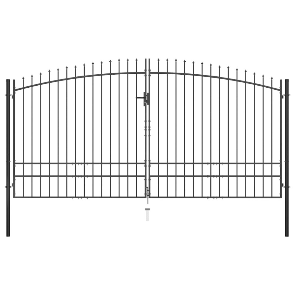 vidaXL Poartă de gard cu două uși, cu vârfuri de suliță, 400 x 248 cm