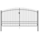 vidaXL Poartă de gard cu două uși, cu vârfuri de suliță, 400 x 248 cm vidaXL Poartă de gard cu două uși, cu vârfuri de suliță, 400 x 248 cm