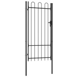 vidaXL Poartă de gard, o ușă, cu vârf arcuit, negru, 1 x 2 m, oțel