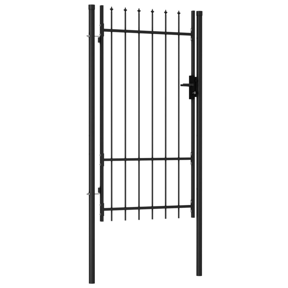 vidaXL Poartă de gard cu o ușă, vârf ascuțit, negru, 1x1,75 m, oțel