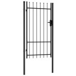 vidaXL Poartă de gard cu o ușă, vârf ascuțit, negru, 1x1,75 m, oțel