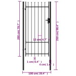 vidaXL Poartă de gard cu o ușă, vârf ascuțit, negru, 1 x 2 m, oțel vidaXL Poartă de gard cu o ușă, vârf ascuțit, negru, 1 x 2 m, oțel