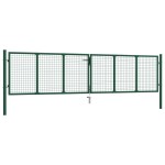 vidaXL Poartă de grădină din plasă, verde, 390 x 75 cm, oțel vidaXL Poartă de grădină din plasă, verde, 390 x 75 cm, oțel