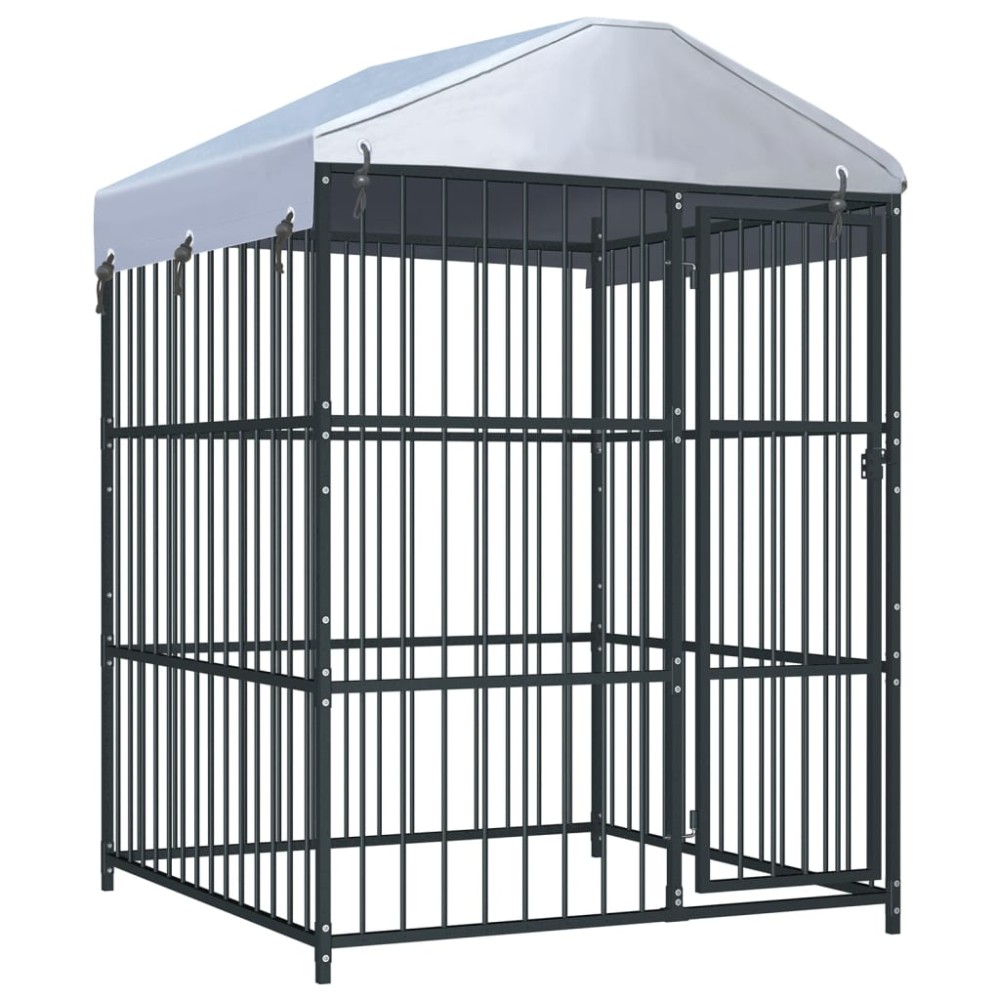 vidaXL Padoc pentru câini de exterior, cu acoperiș, 150 x 150 x 210 cm