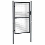 vidaXL Poartă de grădină din plasă, gri, 100x200 cm, oțel galvanizat