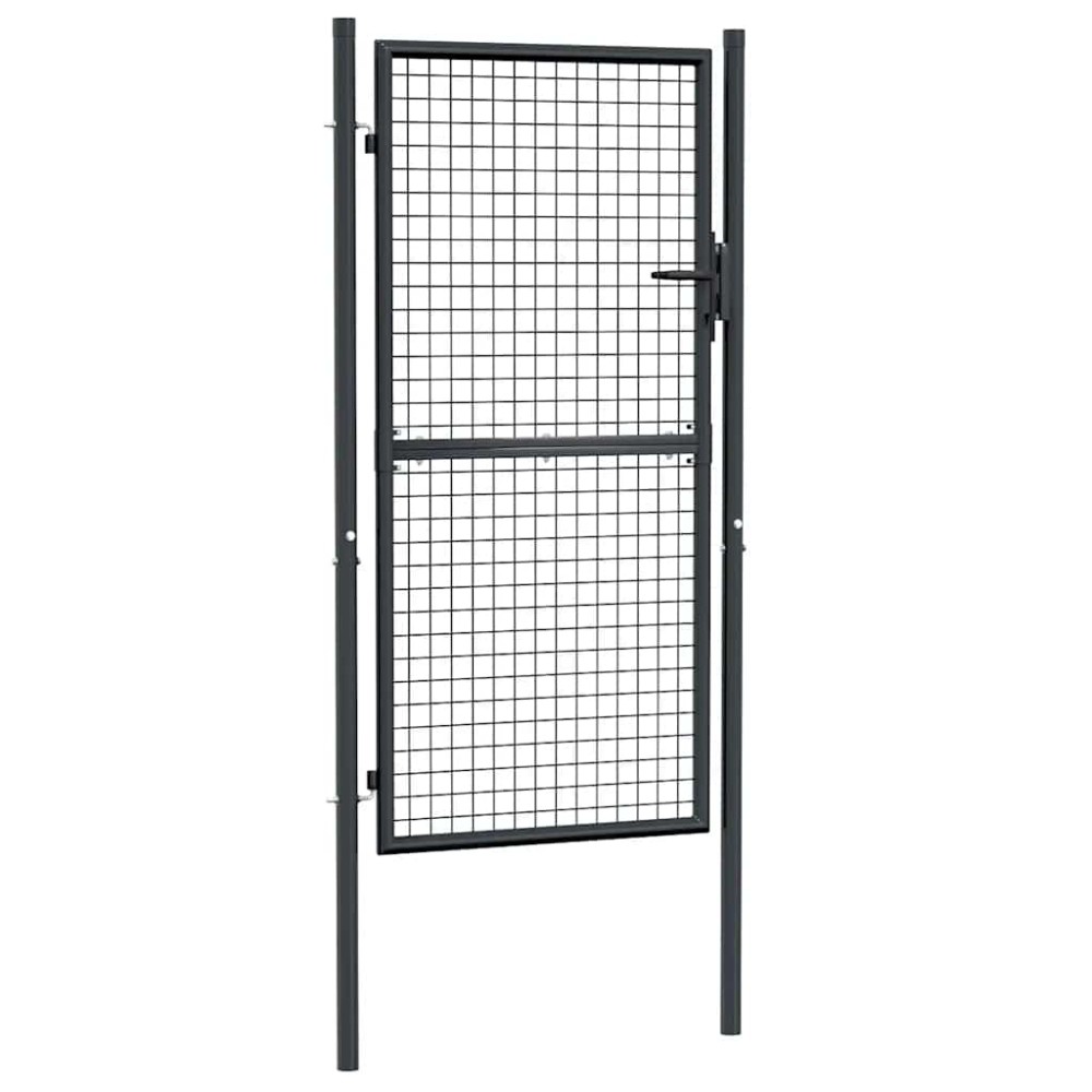 vidaXL Poartă de gard din plasă, gri, 100 x 225 cm, oțel galvanizat