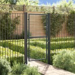 vidaXL Poartă de gard din plasă, gri, 100 x 225 cm, oțel galvanizat vidaXL Poartă de gard din plasă, gri, 100 x 225 cm, oțel galvanizat