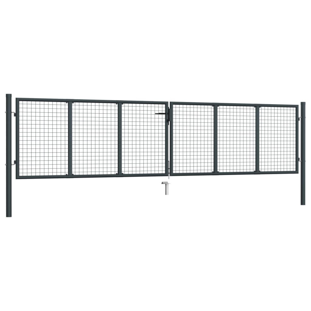 vidaXL Poartă de grădină din plasă, gri, 400 x 125 cm, oțel galvanizat