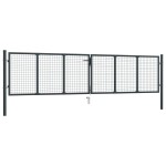 vidaXL Poartă de grădină din plasă, gri, 400 x 125 cm, oțel galvanizat